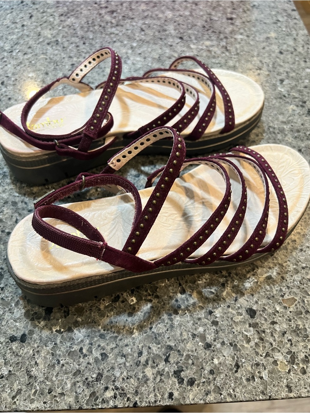 Jambu Women’s Strappy Studded Sandals - Burgundy - Picture 3 of 5